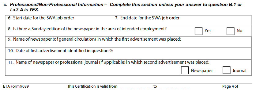 DOL Form 9089 Recruitment Report