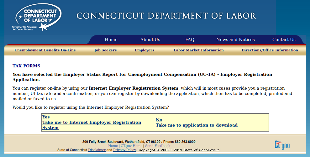 Connecticut Bueinss Tax Registration Form Online SWA Job Order 