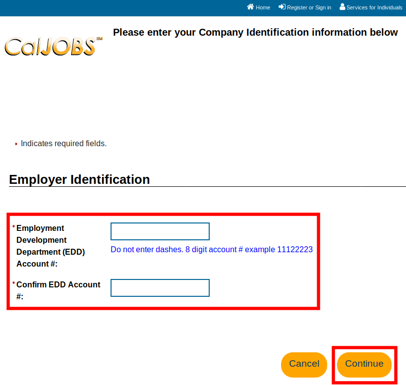SWA Job Order California Employer Registration EDD Number